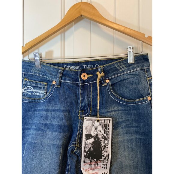 Cowgirl Tuff Co Women's Bootcut Distressed Blue Jeans , W:29 Cotton Blend, NWT - Picture 5 of 12